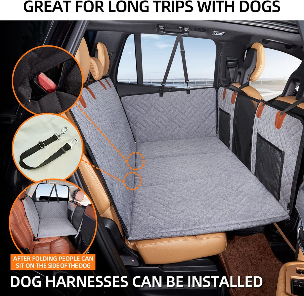 Back Seat Extender for Dogs,Dog Car Cover Bed Inflatable Camping Air Mattress,Dog Hammock Travel Bed,Non Mattress SUV Truck (Grey) (-1)