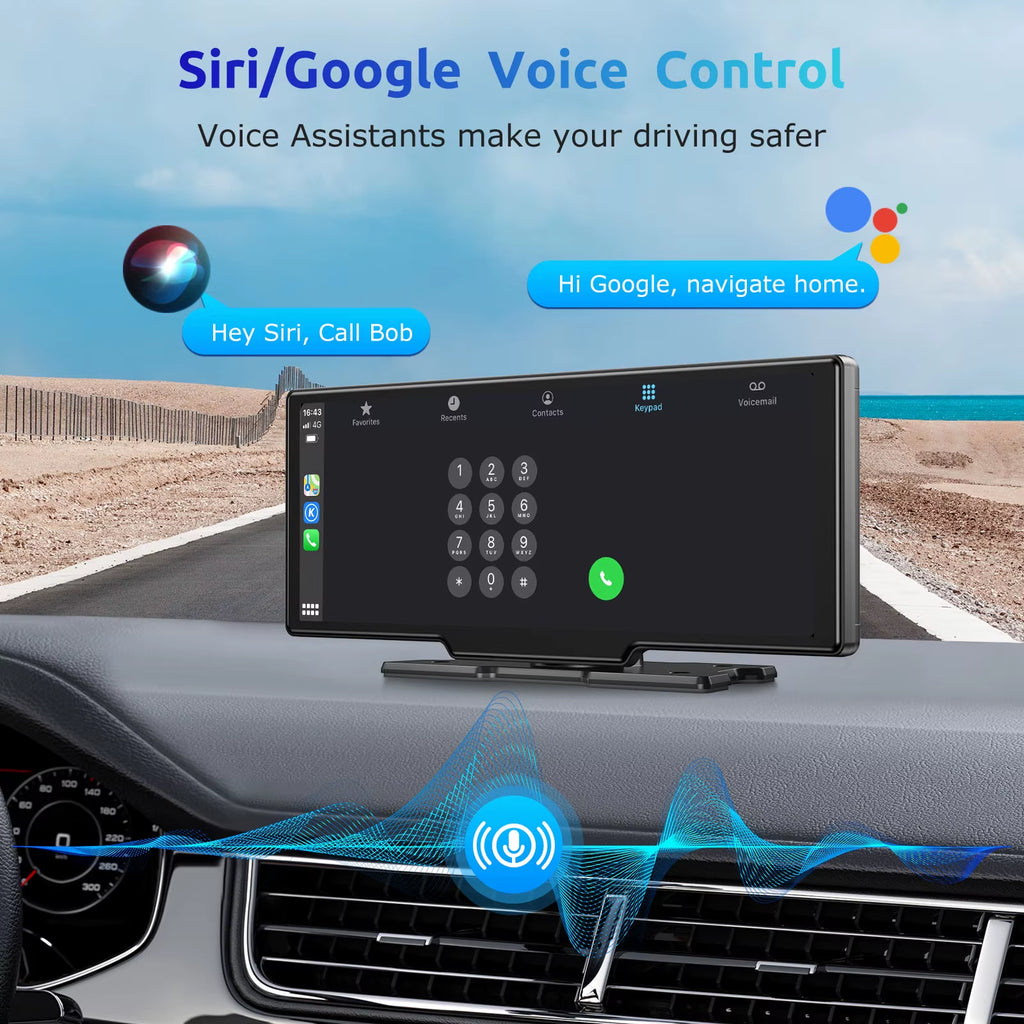 10.26" 4K HD Dash Cam IPS Touchscreen Car Stereo Rearview Wireless Carplay Android Auto Dual Len Recorder W /64G TF Card