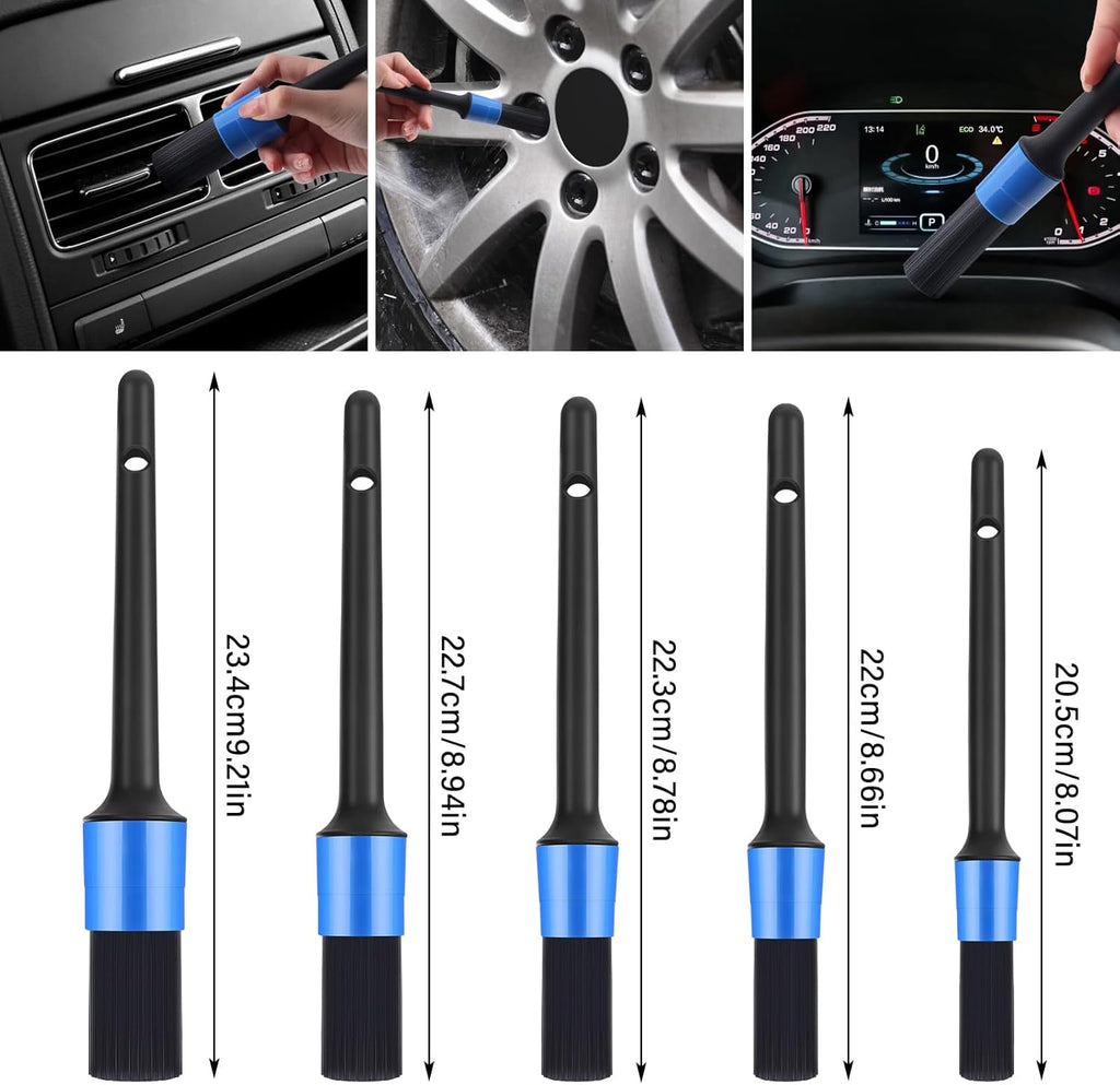 Car Cleaning Kit, 16PCS Exterior and Interior Car Washing Products, Wheel Brush, Bucket, Air Vent Brush, Washing Gloves, Sponges, Window Scraper, Duster, Detail Brush