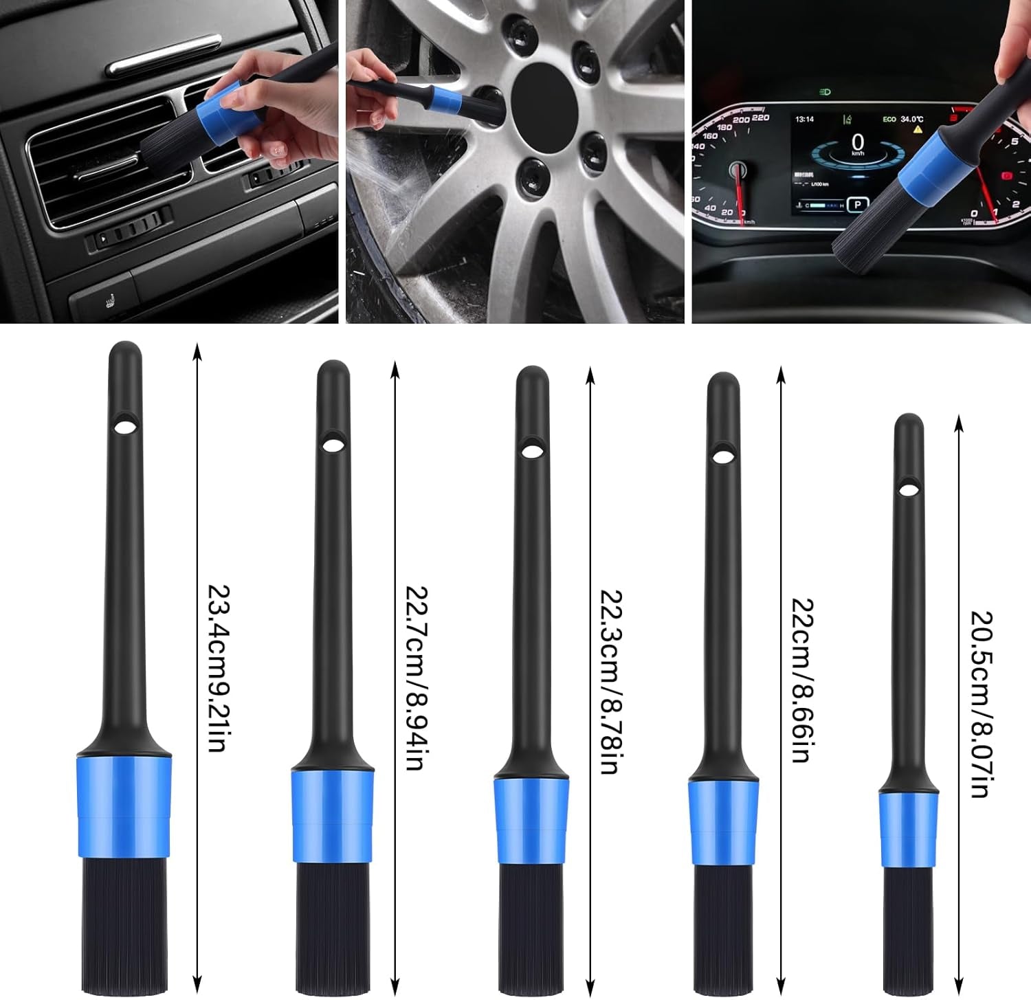 Car Cleaning Kit, 16PCS Exterior and Interior Car Washing Products, Wheel Brush, Bucket, Air Vent Brush, Washing Gloves, Sponges, Window Scraper, Duster, Detail Brush