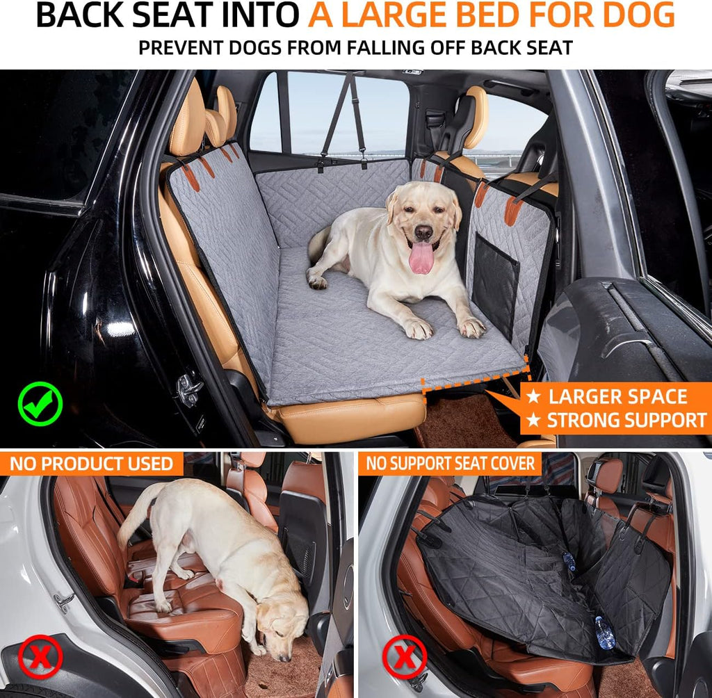 Back Seat Extender for Dogs,Dog Car Cover Bed Inflatable Camping Air Mattress,Dog Hammock Travel Bed,Non Mattress SUV Truck (Grey) (-1)