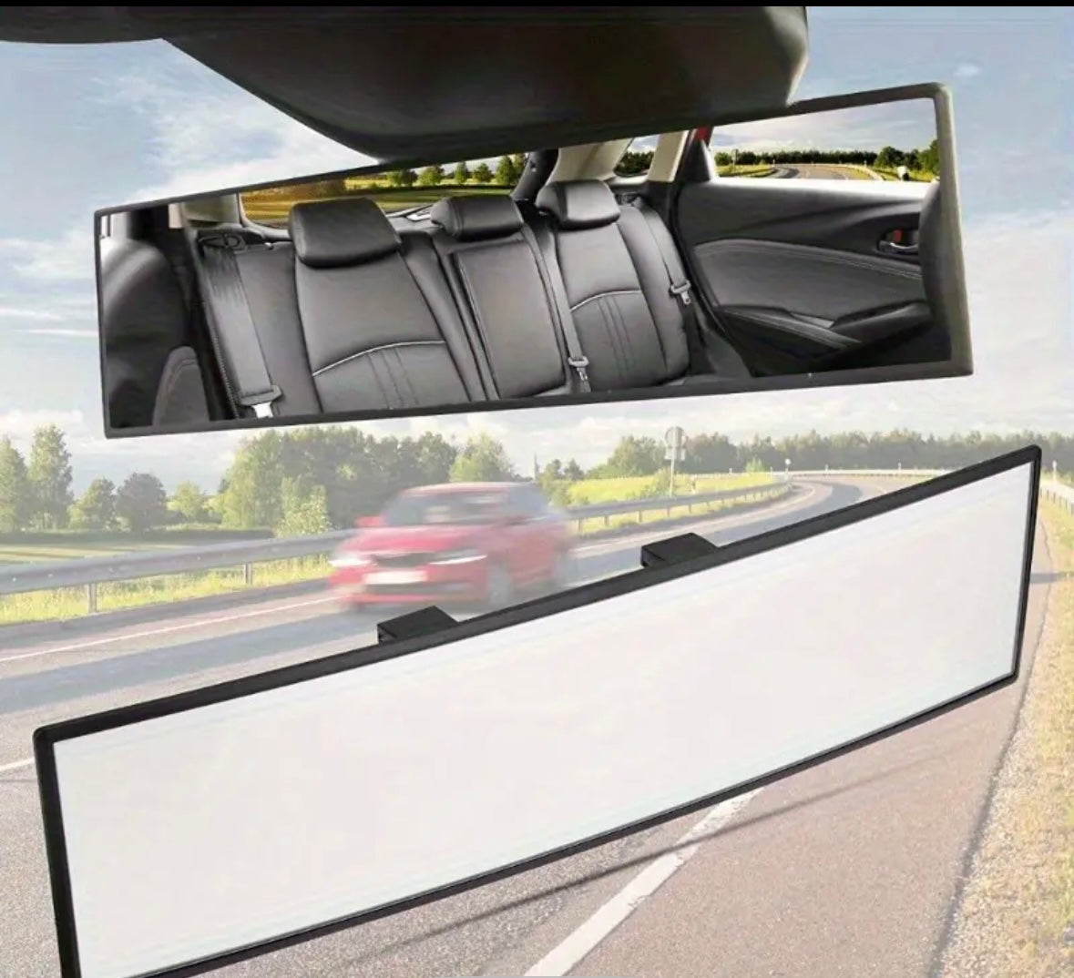 Ultra-Wide HD Panoramic Rearview Mirror – Anti-Shake, Anti-Splash, Easy-Install Interior Car Mirror
