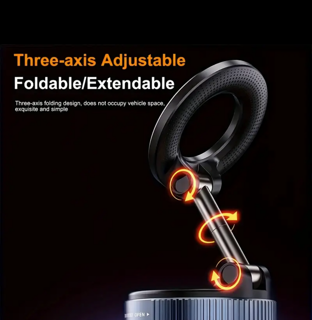 Universal Magnetic Car Phone Holder | 3-Axis Rotation, Foldable Arm, Strong Magnet