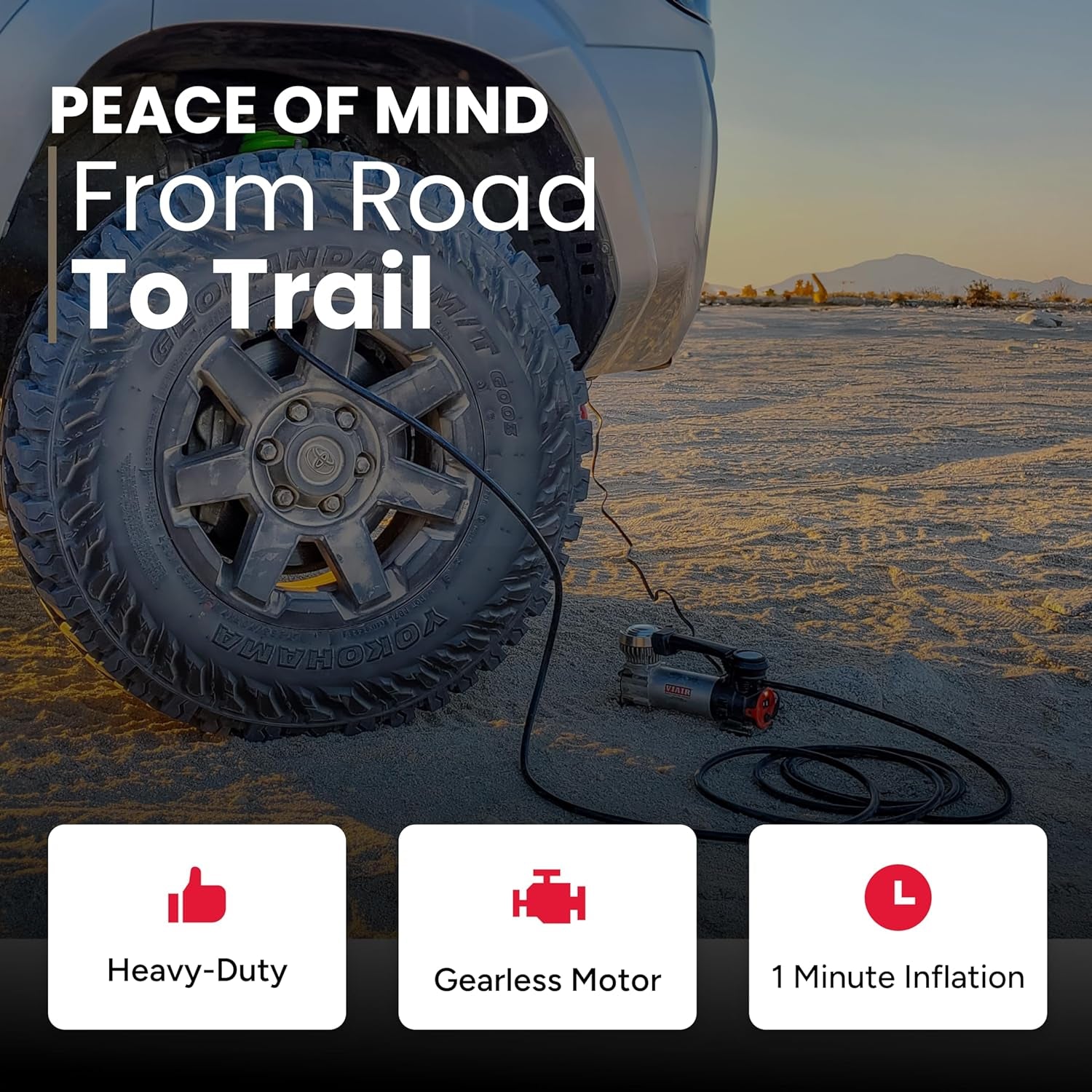 85P - 00085 Tire Inflator Portable Air Compressor for Car, Truck & SUV 12V On/Offroad Tire Pump Air Compressor Portable Heavy Duty 60 PSI, Cigarette Plug, Twist Chuck