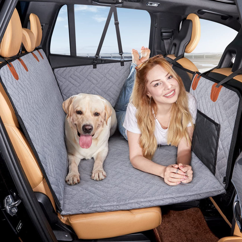 Back Seat Extender for Dogs,Dog Car Cover Bed Inflatable Camping Air Mattress,Dog Hammock Travel Bed,Non Mattress SUV Truck (Grey) (-1)