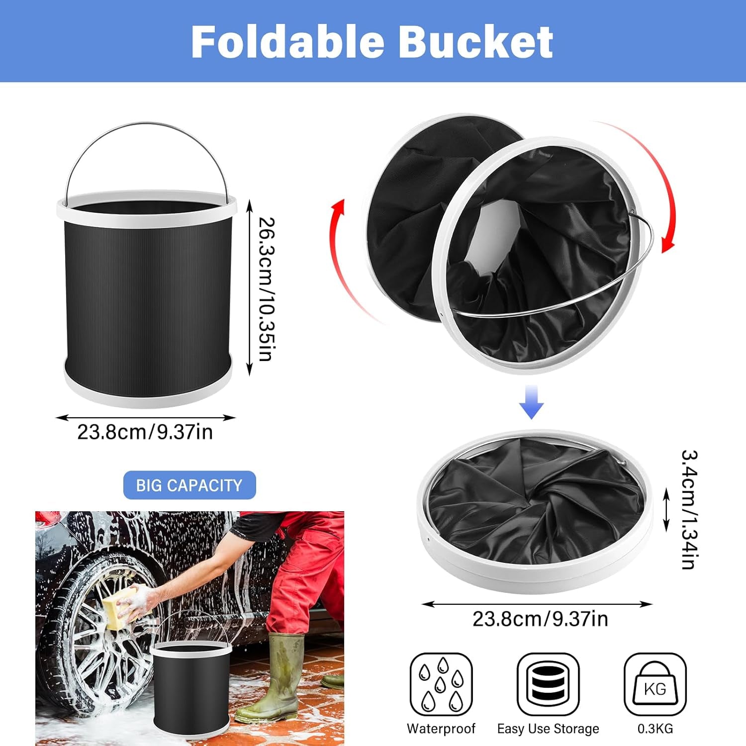 Car Cleaning Kit, 16PCS Exterior and Interior Car Washing Products, Wheel Brush, Bucket, Air Vent Brush, Washing Gloves, Sponges, Window Scraper, Duster, Detail Brush